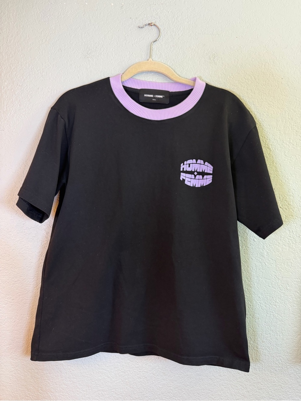 Homme+Femme Purple Lavender Black Unisex Streetwear Heavy Cotton Ring Tee S
